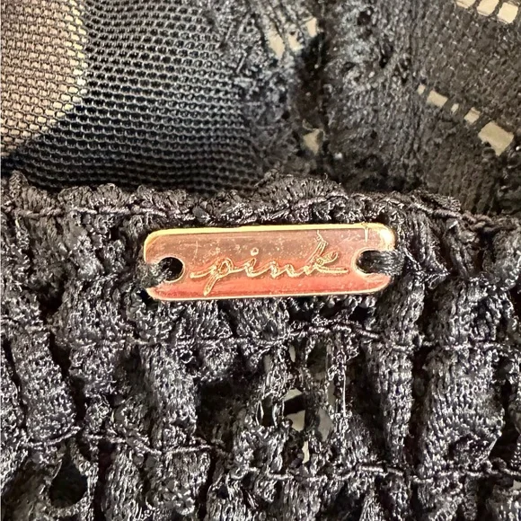 PINK Victoria’s Secret Lace Bralette Black Large Strappy Back Bralette Bra Top - Picture 2 of 11